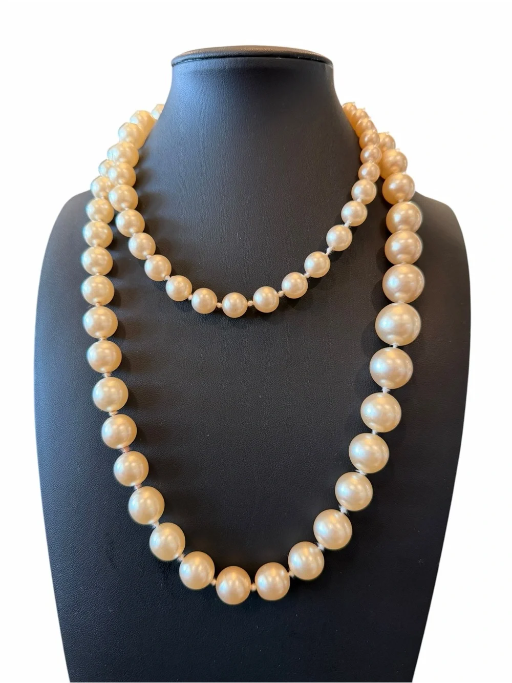 CHANEL Long Faux Pearl Necklace in Creamy Ivory